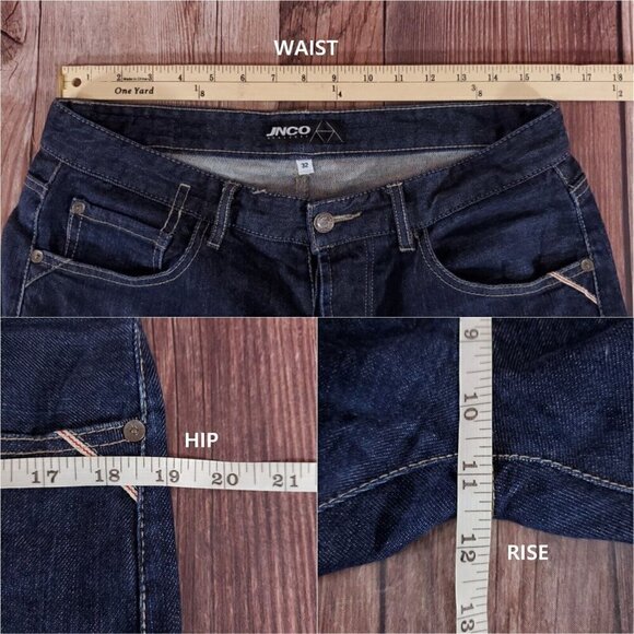 JNCO Mens Size 32X33 003 Slim Straight Embroidered Button Fly Blue Denim Jeans - Picture 14 of 15